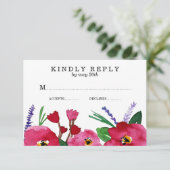 モダンフローラ水結婚色 | RSVPカード (スタンド正面)