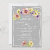 モダンフローラ水色グレーリハーサルディナー 招待状 (正面)