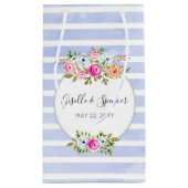 モダンフローラ水色バラネイビーストライプビーフ スモールペーパーバッグ (裏面)