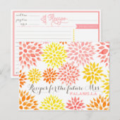 モダンフローラ水色ブライダルシャワーレシピカード ポストカード (正面/裏面)