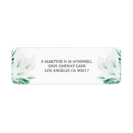 モダンフローラ水色ホワイトカラリリー結婚ズ ラベル