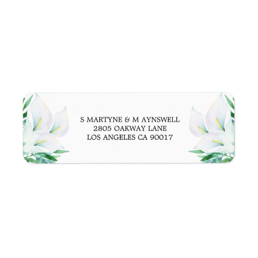 モダンフローラ水色ホワイトカラリリー結婚ズ ラベル (正面)