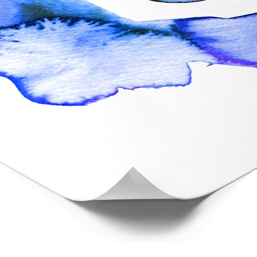 モダンフローラ水色手描きフラワーポスター ポスター (角)