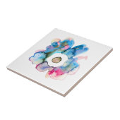 モダンフローラ水色手描き花 タイル (側面)