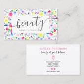 モダンフローラ水色美しいスクリプトフォント 名刺 (正面/裏面)