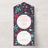 モダンフローラ水色(濃色) オールインワン招待状 (内側)