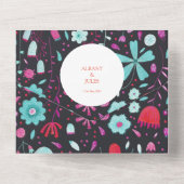 モダンフローラ水色(濃色) オールインワン招待状 (裏面)