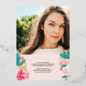 モダンフローラ水色chic 2写真卒業 箔招待状 (裏面)