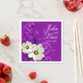 モダンフローラ渦巻き | パープル スタンダードカクテルナプキン (インサイチュ)