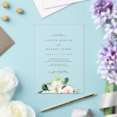 モダンフローラ澄んミニマル結婚リスト アクリル招待状 (インサイチュ (ウェディング))