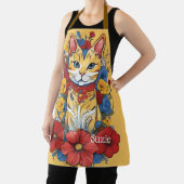 モダンフローラ猫エプロンかわいい猫デザイン柄 エプロン (インサイチュ)