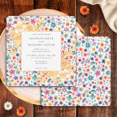 モダンフローラ白金ゴールド野結婚花 招待状