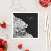 モダンフローラ白黒結婚ズ スタンダードカクテルナプキン (インサイチュ)