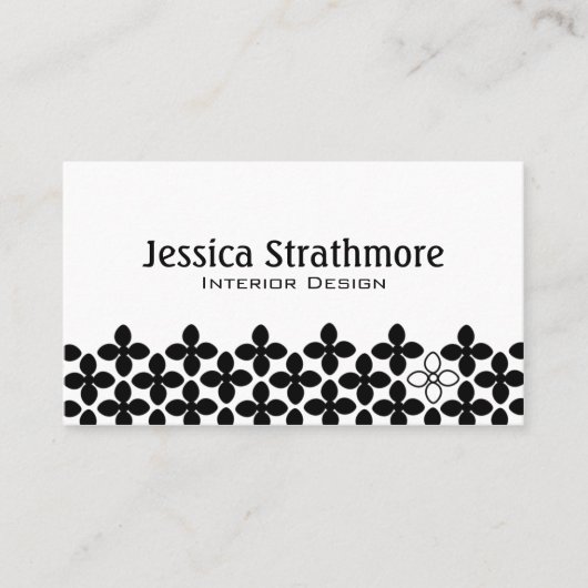 モダンフローラ白黒花柄 名刺 (正面)