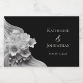 モダンフローラ白黒 スパークリングワインラベル (シングルラベル)