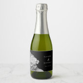 モダンフローラ白黒 スパークリングワインラベル (正面)