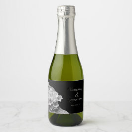 モダンフローラ白黒 スパークリングワインラベル