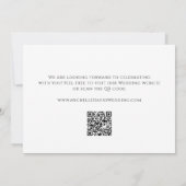 モダンフローラ白黒QRコー結婚ド セーブザデート (裏面)