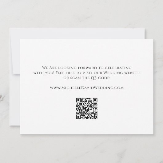 モダンフローラ白黒QRコー結婚ド セーブザデート (裏面)