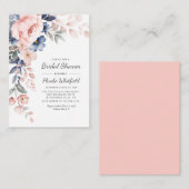 モダンフローラ素朴ピンクブルーブライダルシャワー ノートカード (正面/裏面)