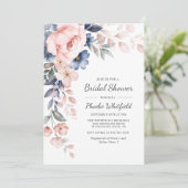 モダンフローラ素朴ピンクブルーブライダルシャワー 招待状 (スタンド正面)