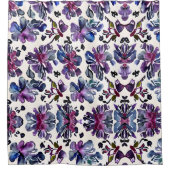 モダンフローラ紫シャワーカーテン シャワーカーテン (正面)