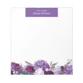 モダンフローラ紫パーソナライズされた ノートパッド (正面)