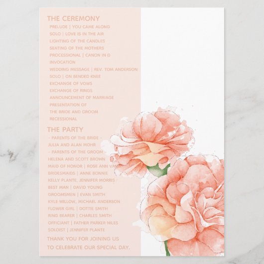 モダンフローラ結婚の写真 プログラム (裏面)