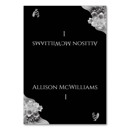 モダンフローラ結婚の白黒の家禽 テーブルナンバー (正面)