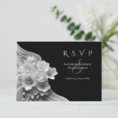 モダンフローラ結婚の白黒花 出欠カード (スタンド正面)