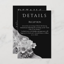 モダンフローラ結婚の白黒 エンクロージャーカード