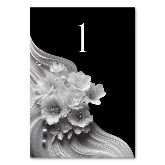 モダンフローラ結婚の白黒 テーブルナンバー (正面)