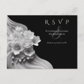 モダンフローラ結婚の白黒 ポストカード (正面)