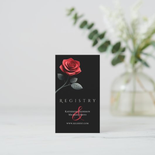 モダンフローラ結婚の白黒 名刺 (スタンド正面)