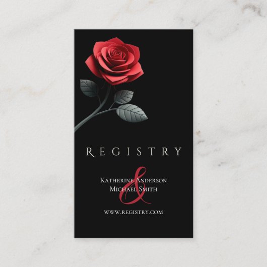 モダンフローラ結婚の白黒 名刺 (正面)