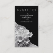 モダンフローラ結婚の白黒 名刺 (正面)