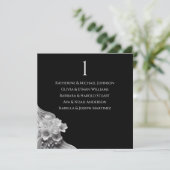 モダンフローラ結婚の白黒 招待状 (スタンド正面)