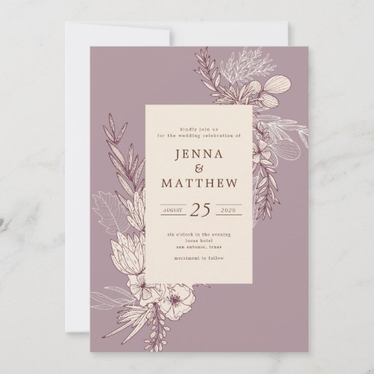 モダンフローラ結婚の 招待状 (正面)