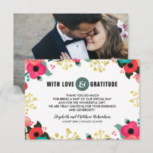 モダンフローラ結婚のThank You Photo Card サンキューカード