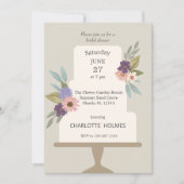 モダンフローラ結婚ケーキブライダルシャワー 招待状 (正面)