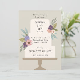 モダンフローラ結婚ケーキブライダルシャワー 招待状