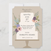 モダンフローラ結婚ケーキブライダルシャワー 招待状 (正面)