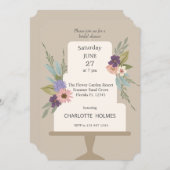 モダンフローラ結婚ケーキブライダルシャワー 招待状 (正面/裏面)