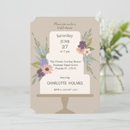 モダンフローラ結婚ケーキブライダルシャワー 招待状