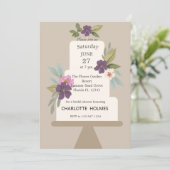 モダンフローラ結婚ケーキブライダルシャワー 招待状 (スタンド正面)