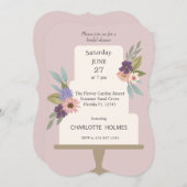 モダンフローラ結婚ケーキブライダルシャワー 招待状 (正面/裏面)