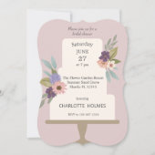 モダンフローラ結婚ケーキブライダルシャワー 招待状 (正面)