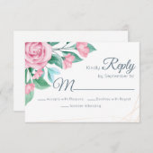 モダンフローラ結婚ズピンクローズ 出欠カード (正面/裏面)