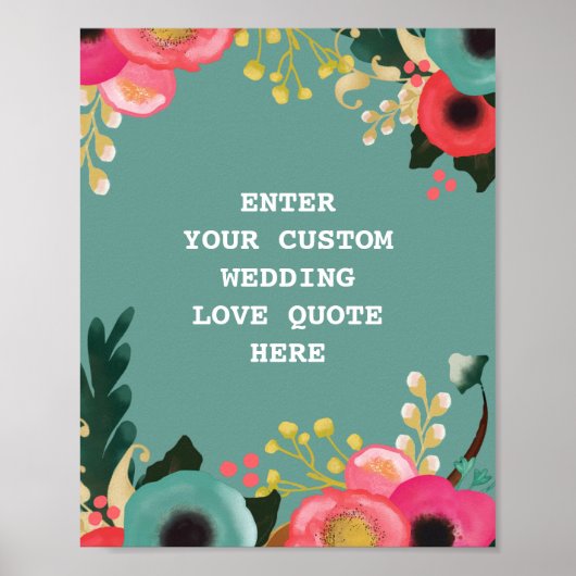 モダンフローラ結婚ズ愛引用文プリント ポスター (正面)