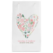 モダンフローラ結婚ハート スモールペーパーバッグ (正面)
